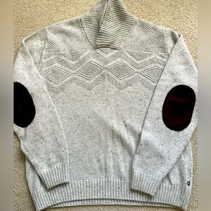 Men’s plus sz XXL Crwam beige heavy sweater with elbow pad.. like new